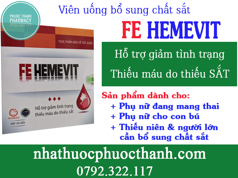Fe Hemevit hỗ trợ giảm tình trạng thiếu máu