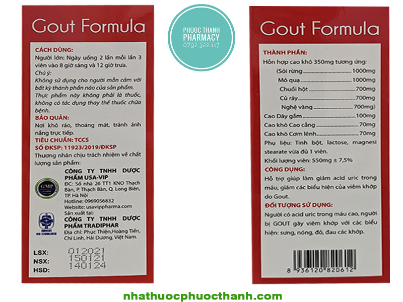 Gout Formula Viên uống điều trị gout